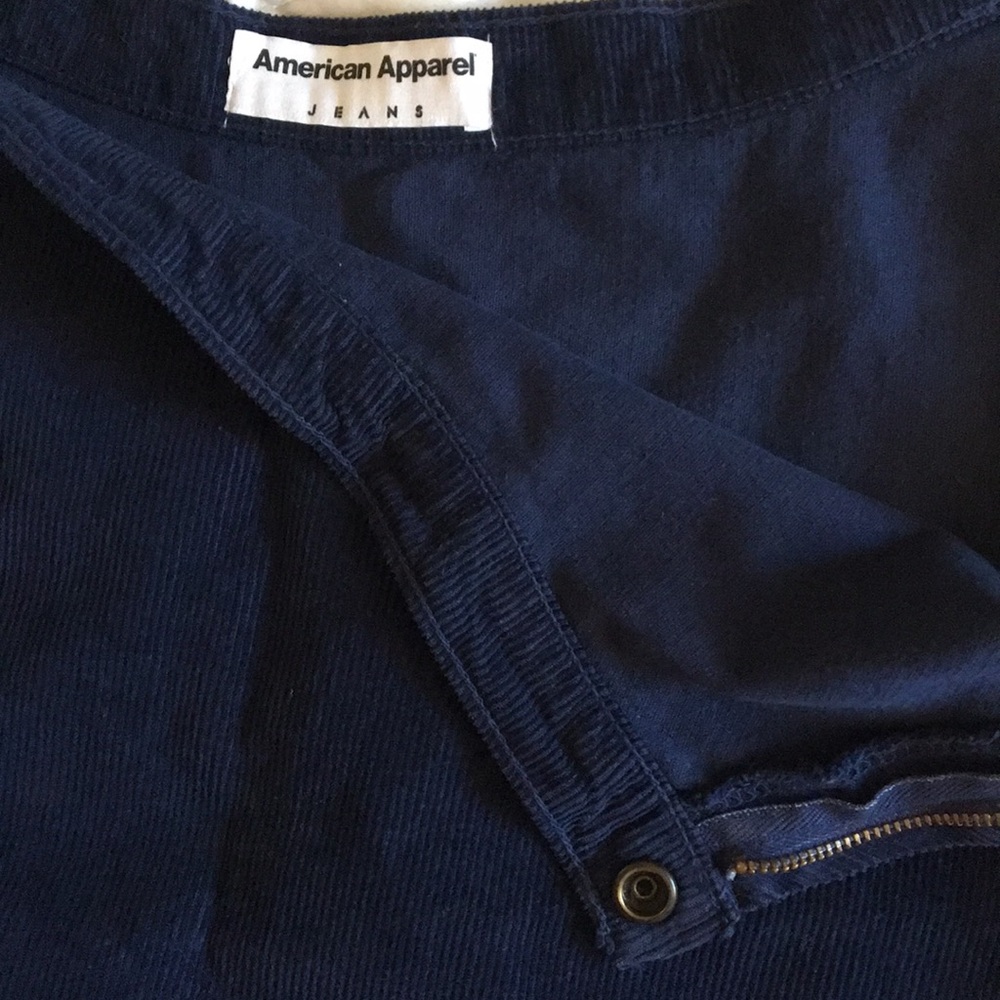 American Apparel Navy Blue Corduroy Zip Skirt